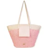 Pink, Paper Straw Shoulder Tote | CE6674 B