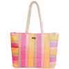 Pink, Paper Straw Shoulder Tote | CE6607 A