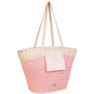Pink, Paper Straw Shoulder Tote | CE6674 B