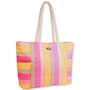 Pink, Paper Straw Shoulder Tote | CE6607 A
