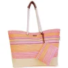Pink, Poly/Paper Straw Shoulder Tote | CE6608 A
