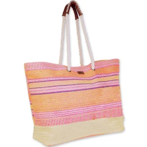 Pink, Poly/Paper Straw Shoulder Tote | CE6608 A