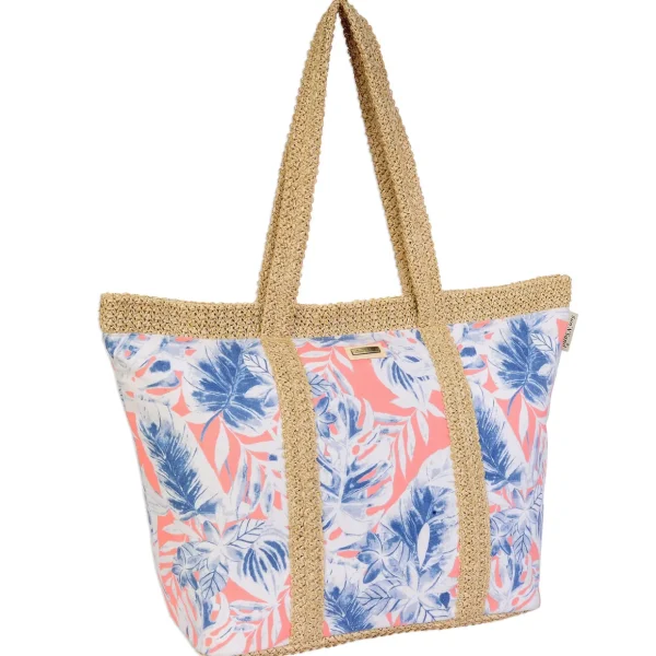 Pink, Poly/PP Straw Shoulder Tote | CE6610 A