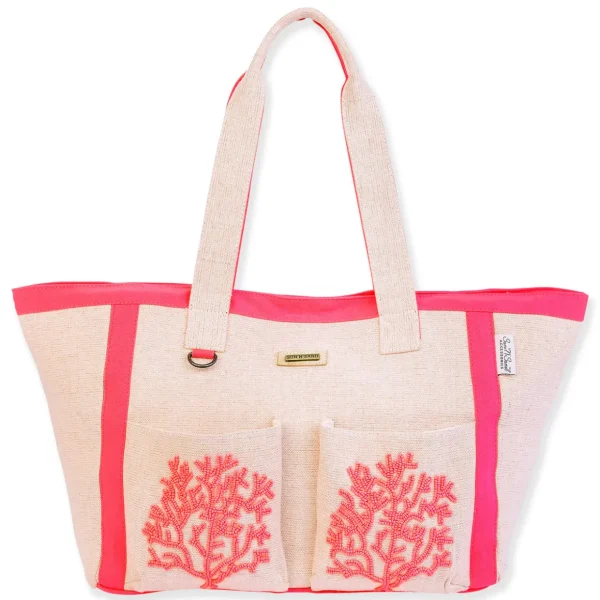 Pink, Shoulder Tote Beaded Corals | SNS6800 A