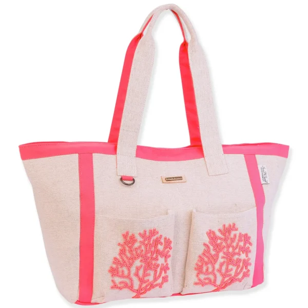 Pink, Shoulder Tote Beaded Corals | SNS6800 A