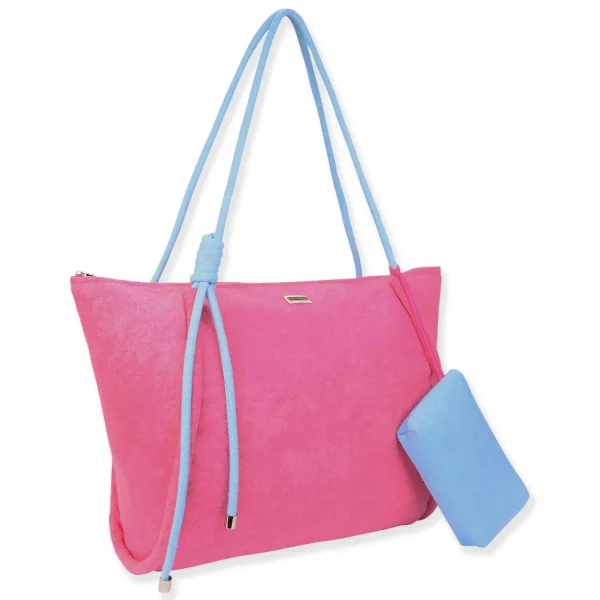 Pink, Terry/Polyester Shoulder Tote | CE6616 A