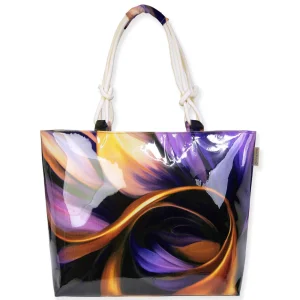 Purple, Canvas/PVC Shoulder Tote | CE6618 B
