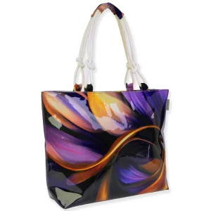 Purple, Canvas/PVC Shoulder Tote | CE6618 B