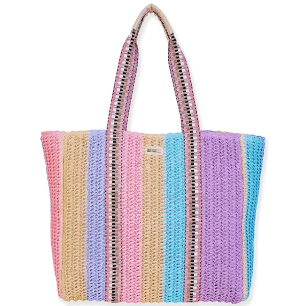 Purple Multi, Paper Crochet Shoulder Tote | CE6693 A