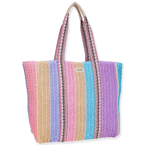 Purple Multi, Paper Crochet Shoulder Tote | CE6693 A