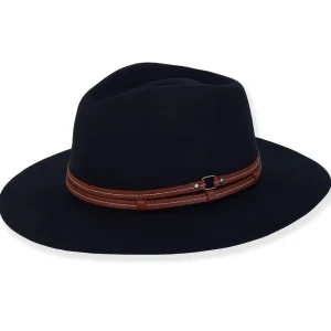 Sawyer | Women's Wool Felt Safari Faux Leather Stitched Trim | AD1635 A
