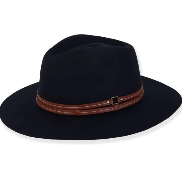 Sawyer | Women's Wool Felt Safari Faux Leather Stitched Trim | AD1635 A