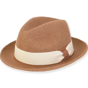 Sawyer | Women's Wool Felt Fedora Two Tone Grosgrain Trim | AD1567