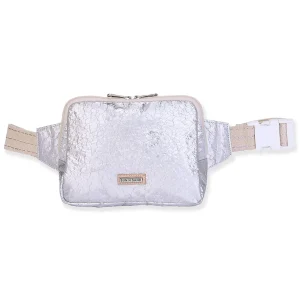 Silver, Crossbody Belt Bag Crushed Metallic | SNS6860 A