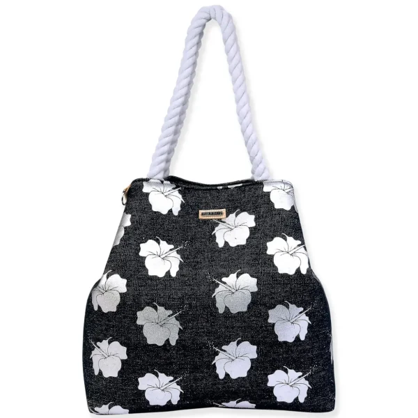 Silver, Gap Tote Metallic Hibiscus | SNS6870 B
