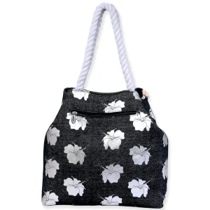 Silver, Gap Tote Metallic Hibiscus | SNS6870 B