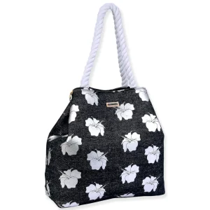Silver, Gap Tote Metallic Hibiscus | SNS6870 B