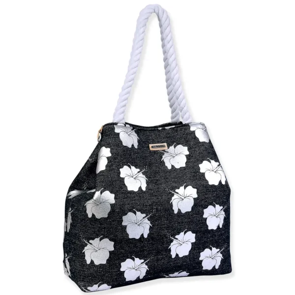 Silver, Gap Tote Metallic Hibiscus | SNS6870 B