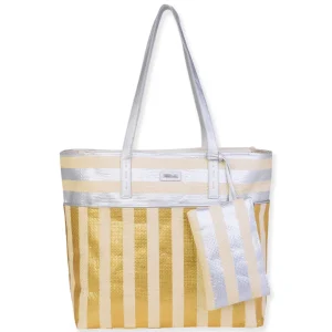 Silver, Paper Straw Shoulder Tote | CE6665 A