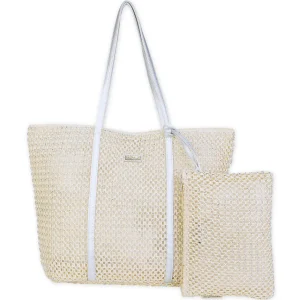 Silver, Paper/Metallic Crochet Shoulder Tote | CE6694 A