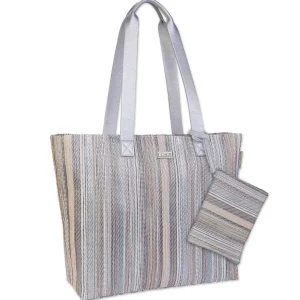 Silver, Poly Mesh Shoulder Tote | CE6619 A