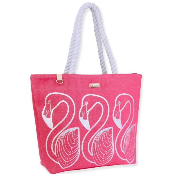 Silver, Shoulder Tote Metallic Flamingo | SNS6873 B