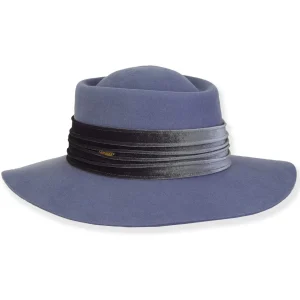 Sparrow | Women's Wool Felt Gambler Pleated Velvet Trim | AD1602