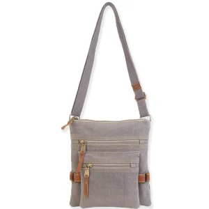 Stonewashed Crossbody Genuine Leather Trim | SNS6324