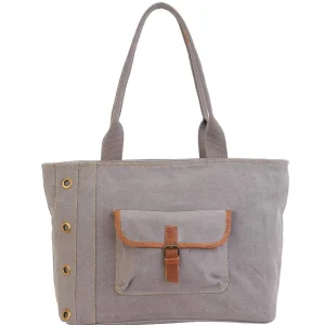 Stonewashed Shoulder Tote Genuine Leather Trim | SNS6322