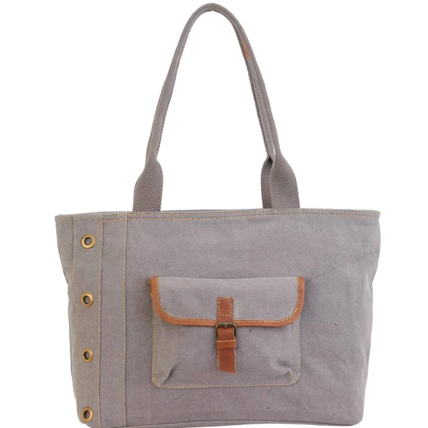 Stonewashed Shoulder Tote Genuine Leather Trim | SNS6322