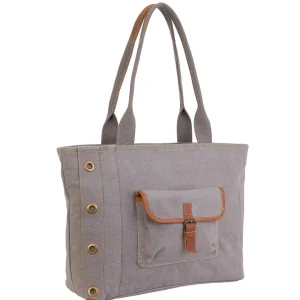 Stonewashed Shoulder Tote Genuine Leather Trim | SNS6322