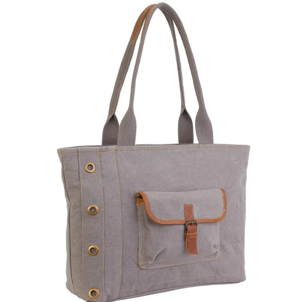 Stonewashed Shoulder Tote Genuine Leather Trim | SNS6322