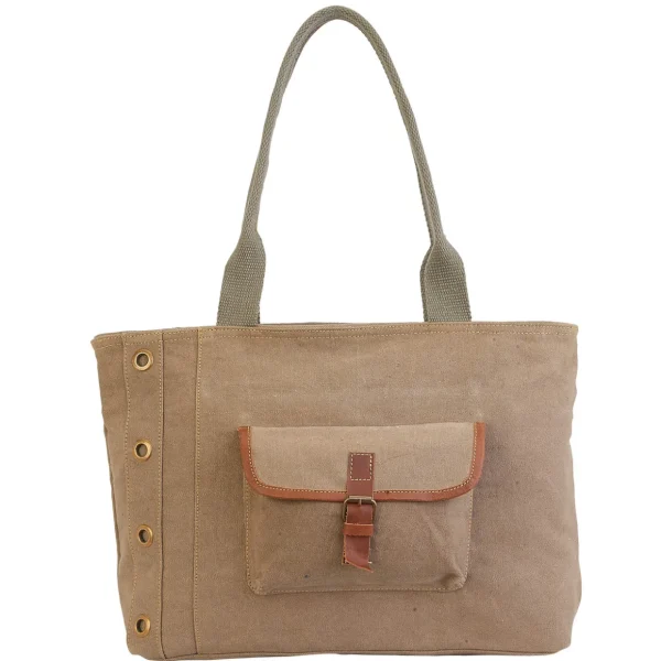 Stonewashed Shoulder Tote Genuine Leather Trim | SNS6322
