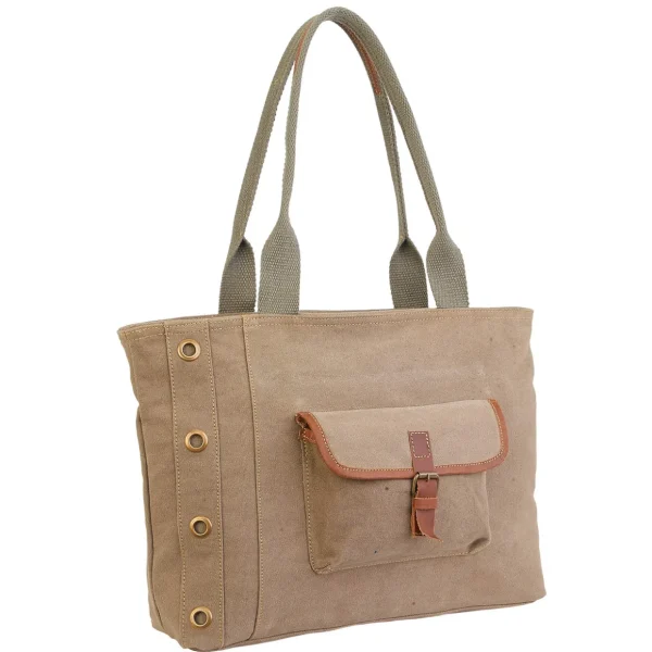 Stonewashed Shoulder Tote Genuine Leather Trim | SNS6322