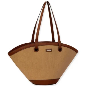 Tan, Canvas Shoulder Tote | CE6620 B