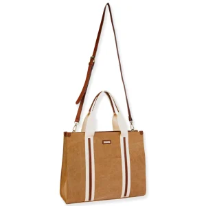 Tan, Canvas Shoulder Tote | CE6621 A