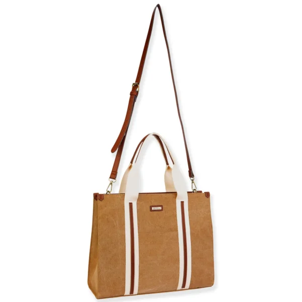 Tan, Canvas Shoulder Tote | CE6621 A