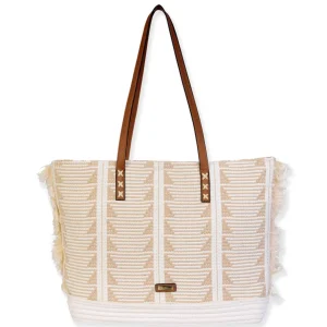 Tan, Cotton Shoulder Tote | CE6622 A