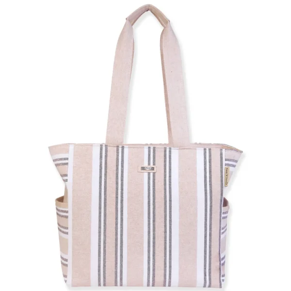 Tan, Linen Shoulder Tote | CE6602 A