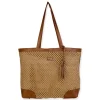 Tan, Paper Crochet Shoulder Tote | CE6701 B