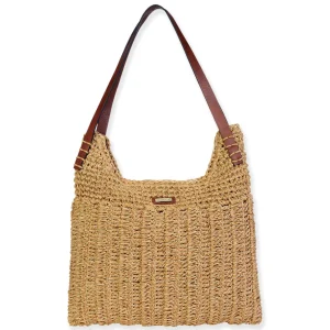 Tan, Paper Crochet Shoulder Tote | CE6708 B