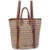 Tan, Paper Straw Backpack | CE6641 B