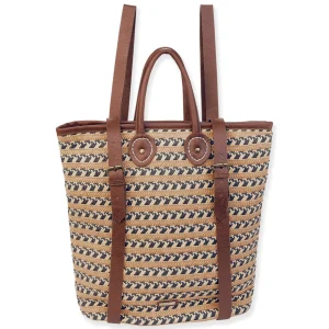 Tan, Paper Straw Backpack | CE6641 B