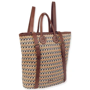 Tan, Paper Straw Backpack | CE6641 B