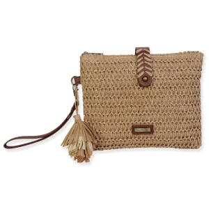 Tan, Paper Straw Clutch | CE6724 B