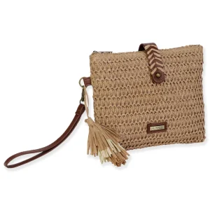 Tan, Paper Straw Clutch | CE6724 B