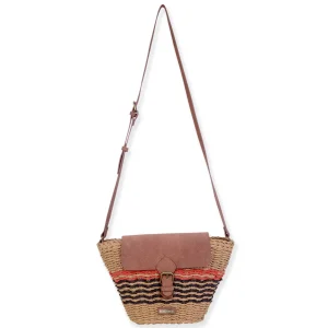 Tan, Paper Straw Crossbody | CE6732 B