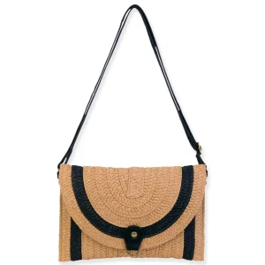 Tan, Paper Straw Crossbody | CE6723 B