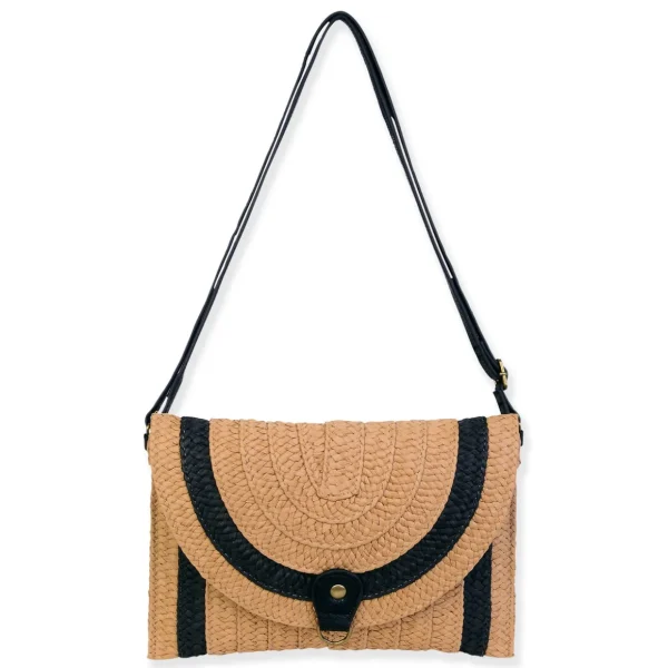 Tan, Paper Straw Crossbody | CE6723 B