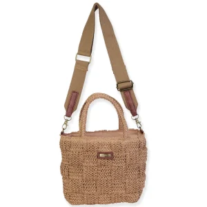 Tan, Paper Straw Crossbody | CE6709 B